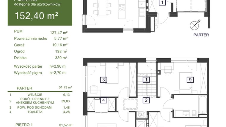 Rzut - Dom na sprzedaż 5 pokoi o powierzchni 152,4 m² - numer 31L w Osiedle Żywiczna