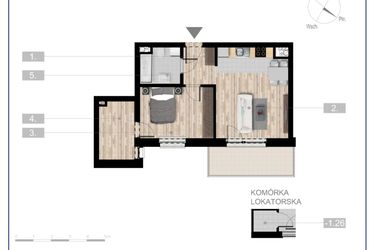 Rzut - Mieszkanie na sprzedaż 2 pokoje o powierzchni 47,06 m² - numer 50 w Szczytno Dąbrowskiego - etap 3
