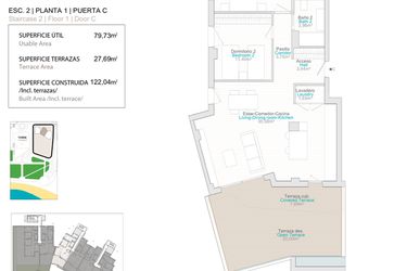 Rzut - Mieszkanie na sprzedaż 2 pokoje o powierzchni 79 m² - numer 2.1.C w Allonbay – Aura