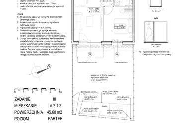 Rzut - Mieszkanie na sprzedaż 2 pokoje o powierzchni 45,68 m² - numer A.2.1.2 w Atut III