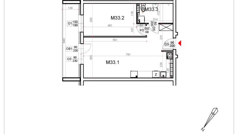Rzut - Mieszkanie na sprzedaż 2 pokoje o powierzchni 49,28 m² - numer 33 w Malinowa Osiedle Borek