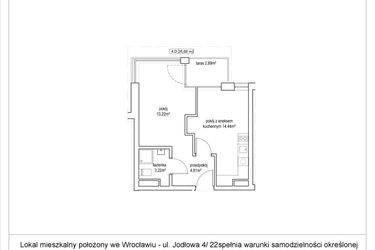 Rzut - Mieszkanie na sprzedaż 2 pokoje o powierzchni 35,69 m² - numer 4/22. w Apartamenty Nowy Targ