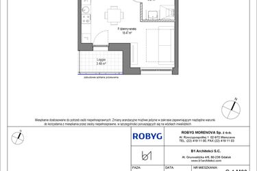 Rzut - Mieszkanie na sprzedaż 1 pokój o powierzchni 26,92 m² - numer C.4M03 w Leszczyńskich 2