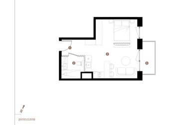 Rzut - Mieszkanie na sprzedaż 1 pokój o powierzchni 31,6 m² - numer A2.2.11 w Apartamenty Grundmanna