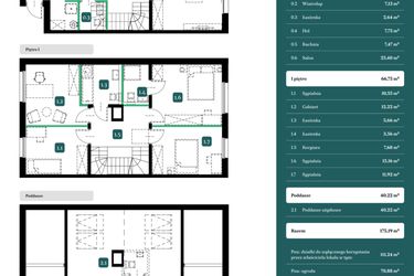 Rzut - Dom na sprzedaż 6 pokoi o powierzchni 175,19 m² - numer 9B w Spokojny Wilanów