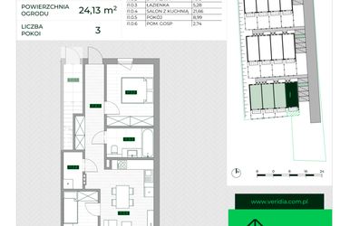 Rzut - Mieszkanie na sprzedaż 3 pokoje o powierzchni 57,5 m² - numer I1 w Zielona Krzyszkowicka