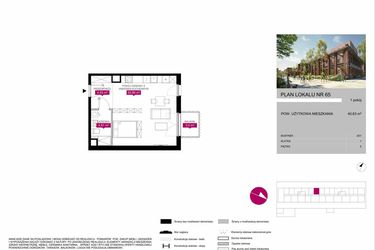 Rzut - Mieszkanie na sprzedaż 1 pokój o powierzchni 40,7 m² - numer G1.65 w Fuzja Mieszkania Loftowe