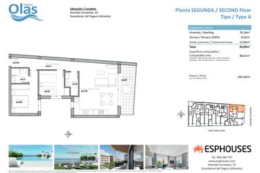 Rzut - Mieszkanie na sprzedaż 2 pokoje o powierzchni 88 m² - numer 2A w ESPHOUSES by Olas