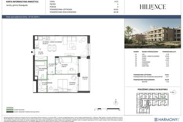 Rzut - Mieszkanie na sprzedaż 3 pokoje o powierzchni 66,38 m² - numer A-21 w Hillence