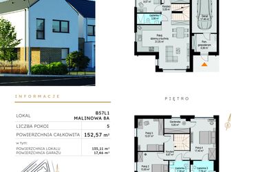 Rzut - Dom na sprzedaż 5 pokoi o powierzchni 152,57 m² - numer B57L1 w Szczodre etap VI