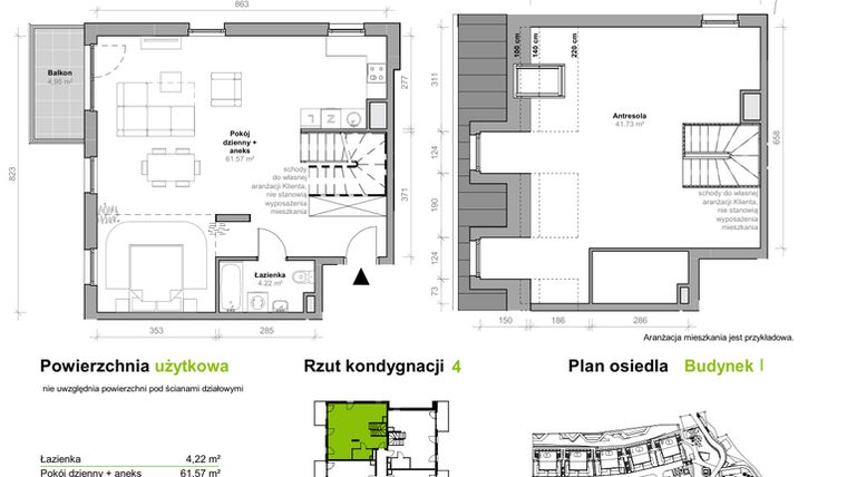 Rzut - Mieszkanie na sprzedaż 4 pokoje o powierzchni 107,52 m² - numer I.4.M11 w Przemyska Vita