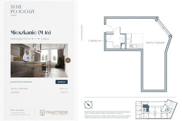 Rzut - Mieszkanie na sprzedaż 1 pokój o powierzchni 39,2 m² - numer M.16 w Stare Podgórze