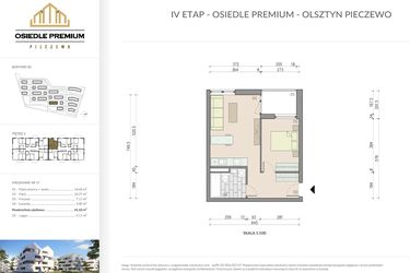 Rzut - Mieszkanie na sprzedaż 2 pokoje o powierzchni 41,1 m² - numer B1.17 w Osiedle Premium etap IV
