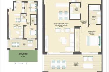 Rzut - Mieszkanie na sprzedaż 3 pokoje o powierzchni 145,88 m² - numer B60C w Arrecife by UrbinCasa