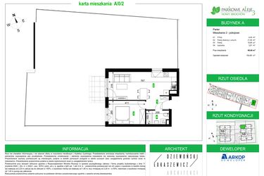 Rzut - Mieszkanie na sprzedaż 2 pokoje o powierzchni 40,66 m² - numer A/0/2 w Osiedle Parkowe Aleje etap III