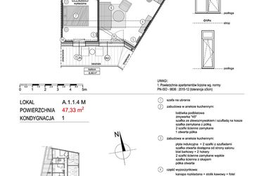 Rzut - Mieszkanie na sprzedaż 2 pokoje o powierzchni 47,59 m² - numer A.1.1.4M w Mikołajki Apartamenty
