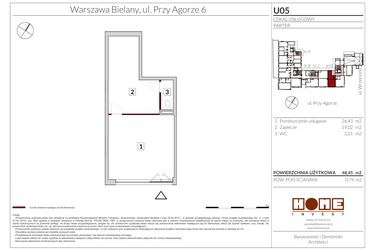 Rzut - Lokal użytkowy na sprzedaż 2 pokoje o powierzchni 48,59 m² - numer U05 w Apartamenty Przy Agorze 6