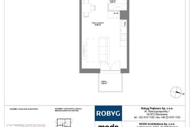Rzut - Mieszkanie na sprzedaż 1 pokój o powierzchni 30,82 m² - numer 1M10 w Początek Piątkowo bud. F