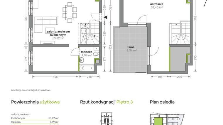 Rzut - Mieszkanie na sprzedaż 4 pokoje o powierzchni 91,89 m² - numer K1/3/53 w Cynamonowa Vita