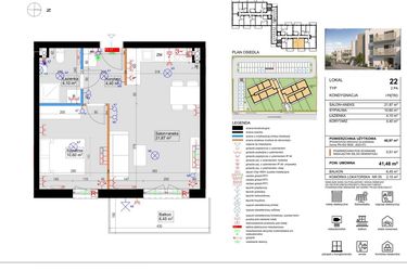 Rzut - Mieszkanie na sprzedaż 2 pokoje o powierzchni 40,97 m² - numer 22 w Harmony Antoninek