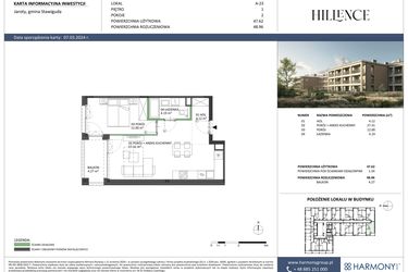 Rzut - Mieszkanie na sprzedaż 2 pokoje o powierzchni 48,96 m² - numer A-23 w Hillence