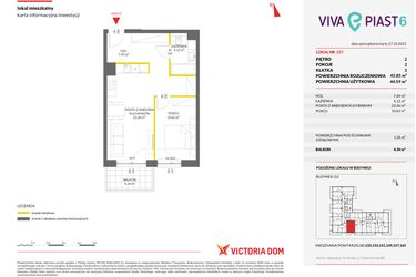Rzut - Mieszkanie na sprzedaż 2 pokoje o powierzchni 45,82 m² - numer 117 w Viva Piast 6