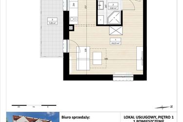 Rzut - Mieszkanie na sprzedaż 1 pokój o powierzchni 27,87 m² - numer B4/1/18 w Montano bud. B4 - apartamenty inwestycyjne