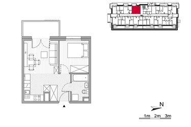 Rzut - Mieszkanie na sprzedaż 2 pokoje o powierzchni 33,19 m² - numer 11 w ul. Powstańców/os. Piastów bud. F