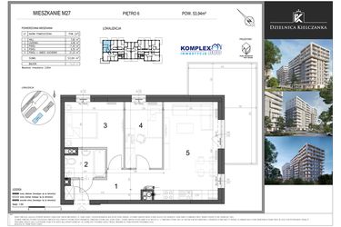 Rzut - Mieszkanie na sprzedaż 3 pokoje o powierzchni 53,94 m² - numer 27 w Dzielnica Kielczanka etap II