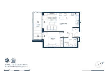 Rzut - Mieszkanie na sprzedaż 2 pokoje o powierzchni 43,48 m² - numer 22.A2 w Nadmorska Darłowo