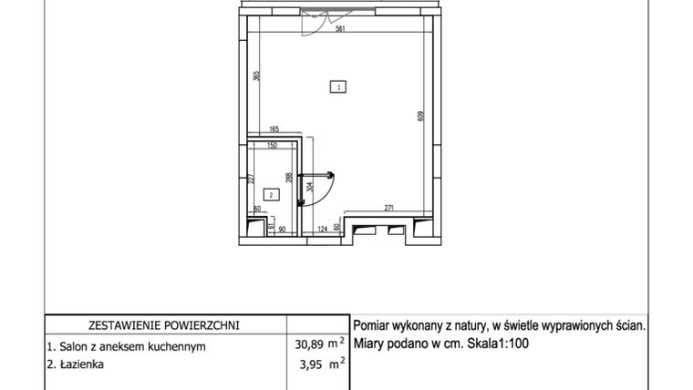 Rzut - Mieszkanie na sprzedaż 1 pokój o powierzchni 34,84 m² - numer 41 w Aquamarina Dąbki