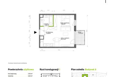 Rzut - Mieszkanie na sprzedaż 1 pokój o powierzchni 34,72 m² - numer 038/5 w Aleje Praskie