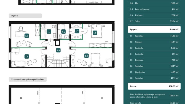 Rzut - Dom na sprzedaż 5 pokoi o powierzchni 180,09 m² - numer 6A w Spokojny Wilanów