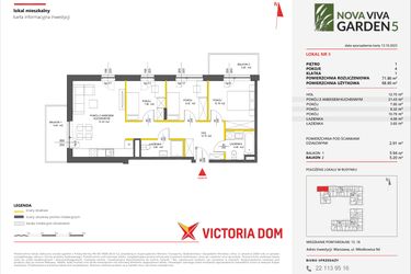 Rzut - Mieszkanie na sprzedaż 4 pokoje o powierzchni 71,86 m² - numer 8 w Nova Viva Garden 5
