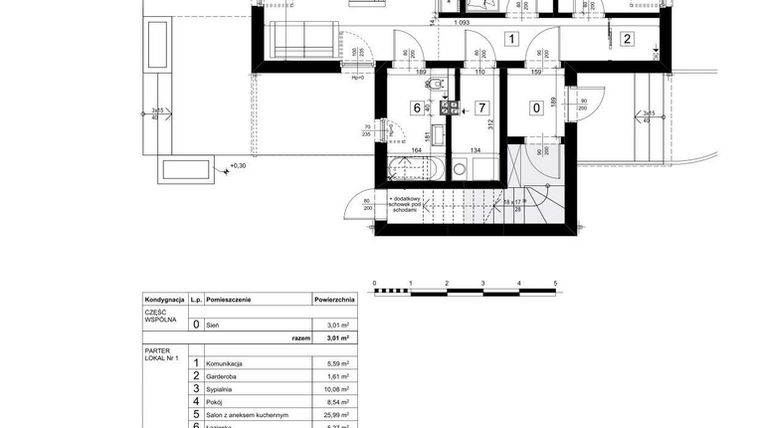 Rzut - Mieszkanie na sprzedaż 3 pokoje o powierzchni 60,95 m² - numer C.0 w Osiedle Paprociowa