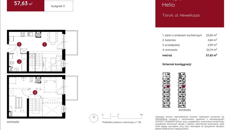 Rzut - Mieszkanie na sprzedaż 1 pokój o powierzchni 57,78 m² - numer 3.B.2.02 w Murapol Helio