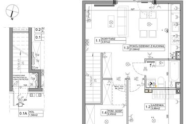 Rzut - Mieszkanie na sprzedaż 3 pokoje o powierzchni 58,82 m² - numer 84 w Manufaktura Marki 2 etap IV