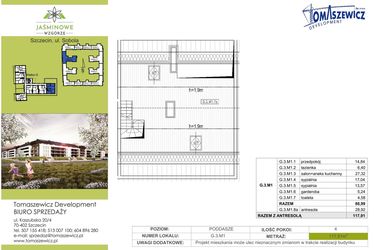 Rzut - Mieszkanie na sprzedaż 4 pokoje o powierzchni 117,9 m² - numer G3M1 w Jaśminowe Wzgórze - etap II