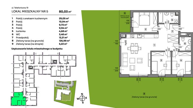 Rzut - Mieszkanie na sprzedaż 4 pokoje o powierzchni 80,03 m² - numer 5 w Nova Radiostacja