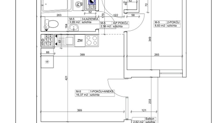 Rzut - Mieszkanie na sprzedaż 2 pokoje o powierzchni 31,75 m² - numer 5 w Bydgoska 19