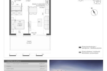 Rzut - Mieszkanie na sprzedaż 2 pokoje o powierzchni 33,48 m² - numer M30 w Apartamenty Przystań bud. F