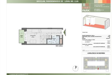 Rzut - Mieszkanie na sprzedaż 1 pokój o powierzchni 17,39 m² - numer 2.28 w START PARK
