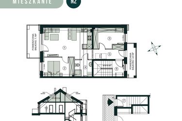 Rzut - Mieszkanie na sprzedaż 3 pokoje o powierzchni 66,43 m² - numer N2 w Aleja Wiśniowa Pogórze