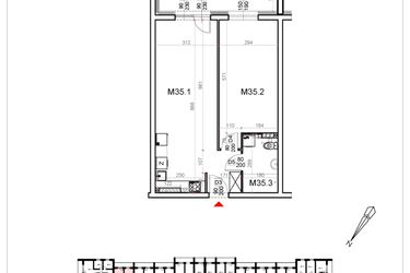 Rzut - Mieszkanie na sprzedaż 2 pokoje o powierzchni 51,81 m² - numer 35 w Malinowa Osiedle Borek