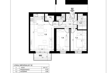 Rzut - Mieszkanie na sprzedaż 3 pokoje o powierzchni 70,77 m² - numer C.92 w Przewóz 4