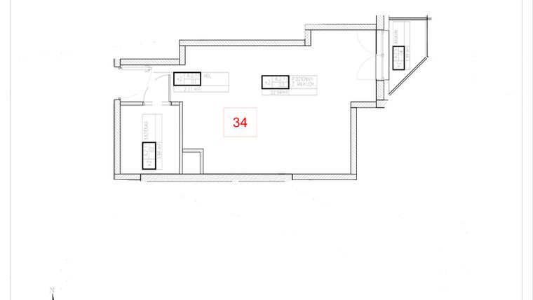 Rzut - Mieszkanie na sprzedaż 1 pokój o powierzchni 29,01 m² - numer A2-17 w Rezydencja Ogród Saski etap I i II