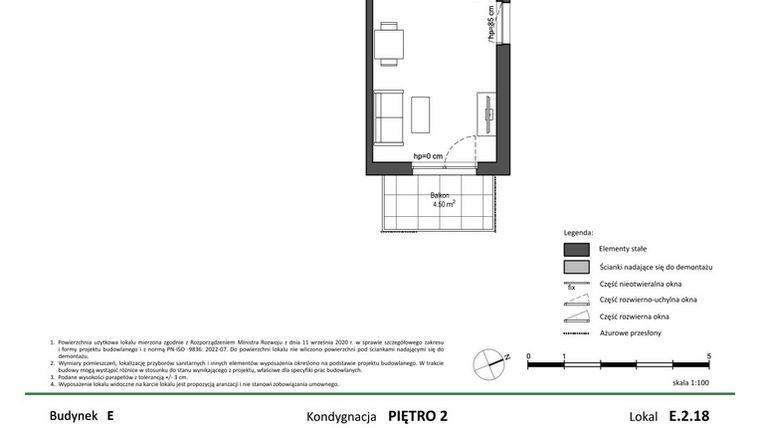 Rzut - Mieszkanie na sprzedaż 1 pokój o powierzchni 29,6 m² - numer E.2.18 w Nowy Świat Ostoja etap II - EFG