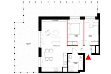 Rzut - Mieszkanie na sprzedaż 3 pokoje o powierzchni 66,42 m² - numer E.0.8 w INSPIRE ETAP IV – bud. E