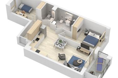Rzut - Mieszkanie na sprzedaż 3 pokoje o powierzchni 63,55 m² - numer A.8.M45 w Sobola Biel A8