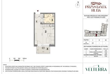 Rzut - Mieszkanie na sprzedaż 1 pokój o powierzchni 26,41 m² - numer 21 w Przystanek Ruda